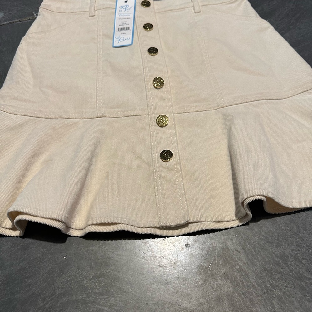 Draper James Cream A-Line Skirt with Gold Buttons